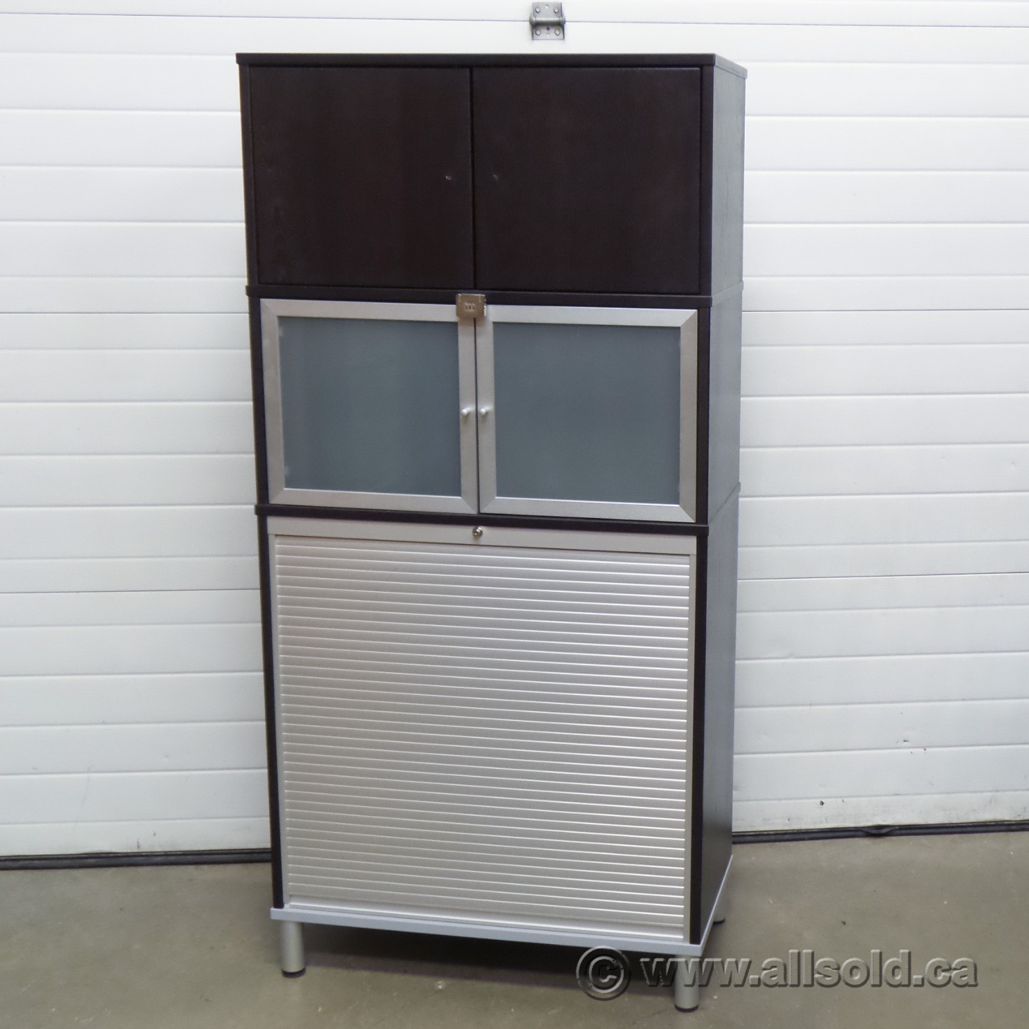 IKEA Effektiv Espresso 3 Compartment Roll Front Storage